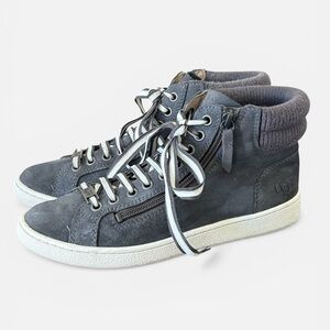 UGG Australia Suede Grey High Top Sneaker  Side Zipper Women's US 7